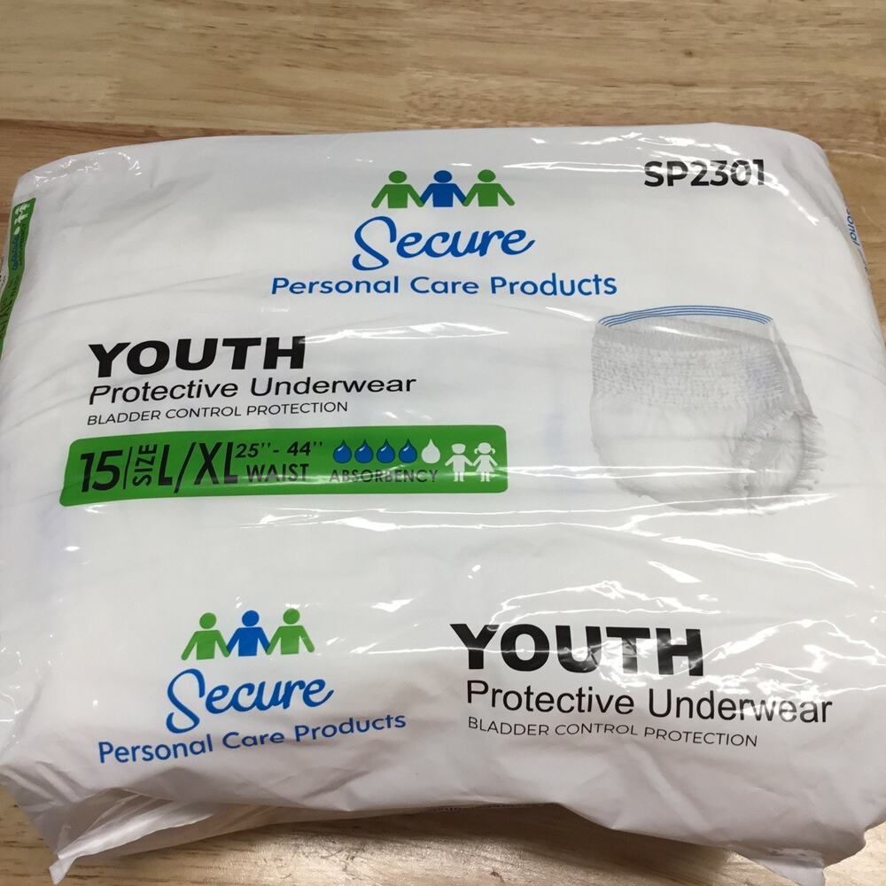 NEW 60 Count Secure Youth Protective Bladder Control Underwear L/XL